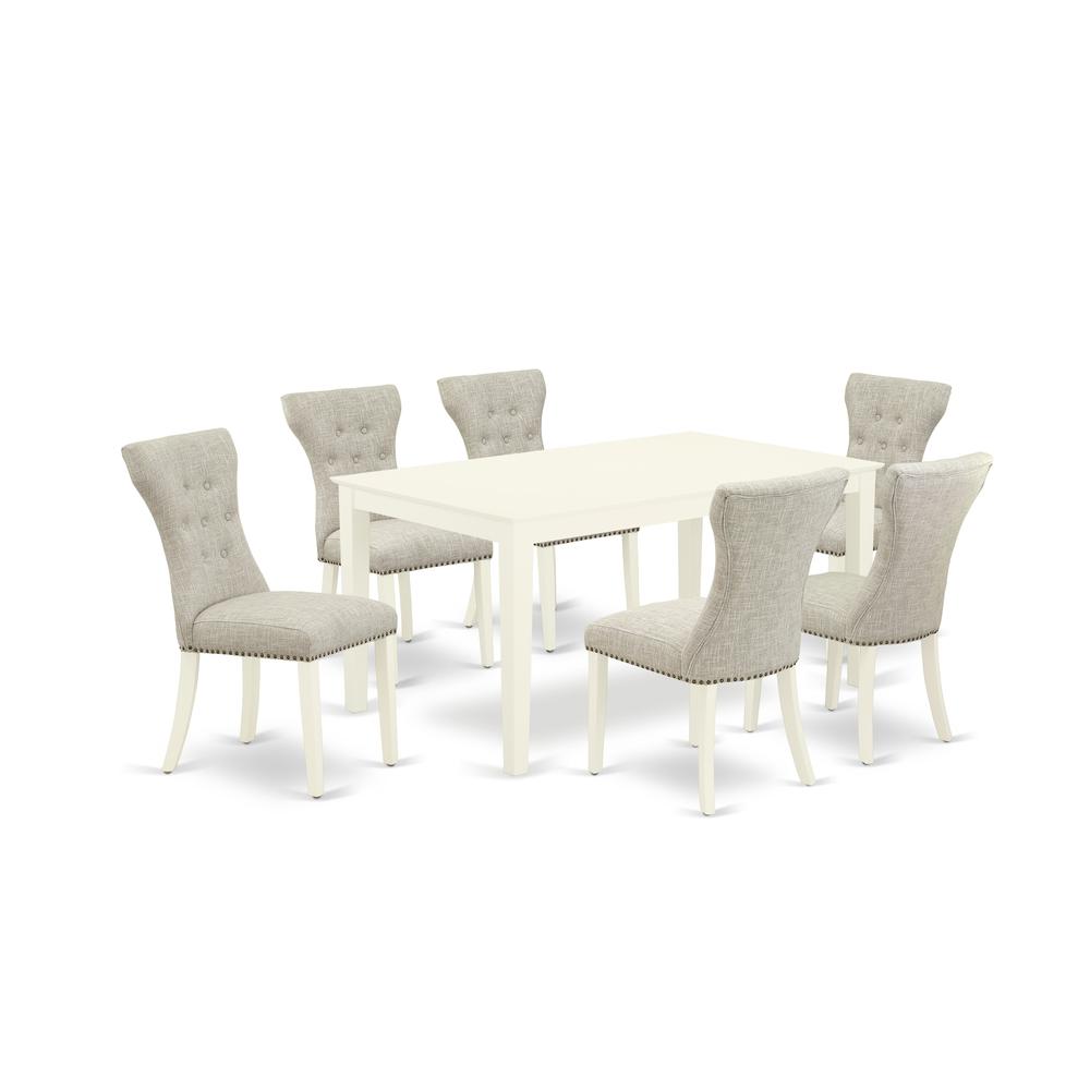 Dining Room Set Linen White, CAGA7-LWH-35. Picture 1