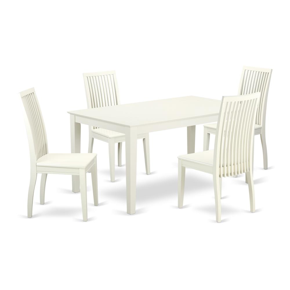 Dining Room Set Linen White, CAIP5-LWH-W. Picture 1