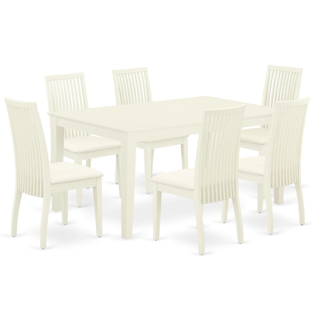 Dining Room Set Linen White, CAIP7-LWH-C. Picture 1