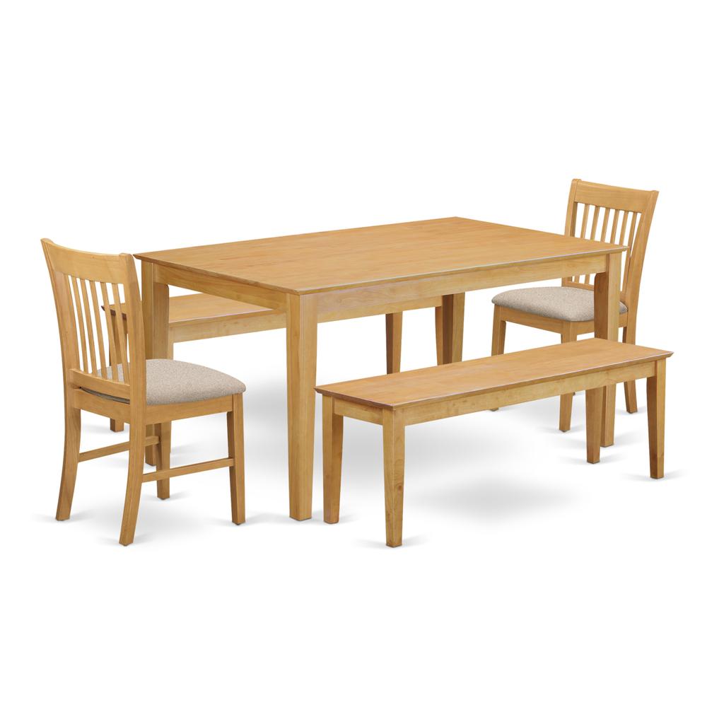 CANO5C-OAK-C 5 Pc Dining room set - Small Kitchen Table and 2 Dining Chairs with 2 benches. Picture 1
