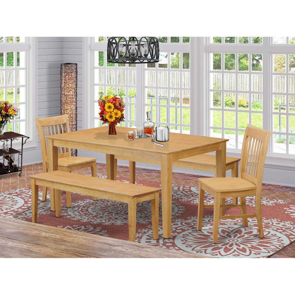 5  PC  Dining  room  set  -  Kitchen  Table  and  2  Dining  Chairs  and  2  Wooden  benches. Picture 1