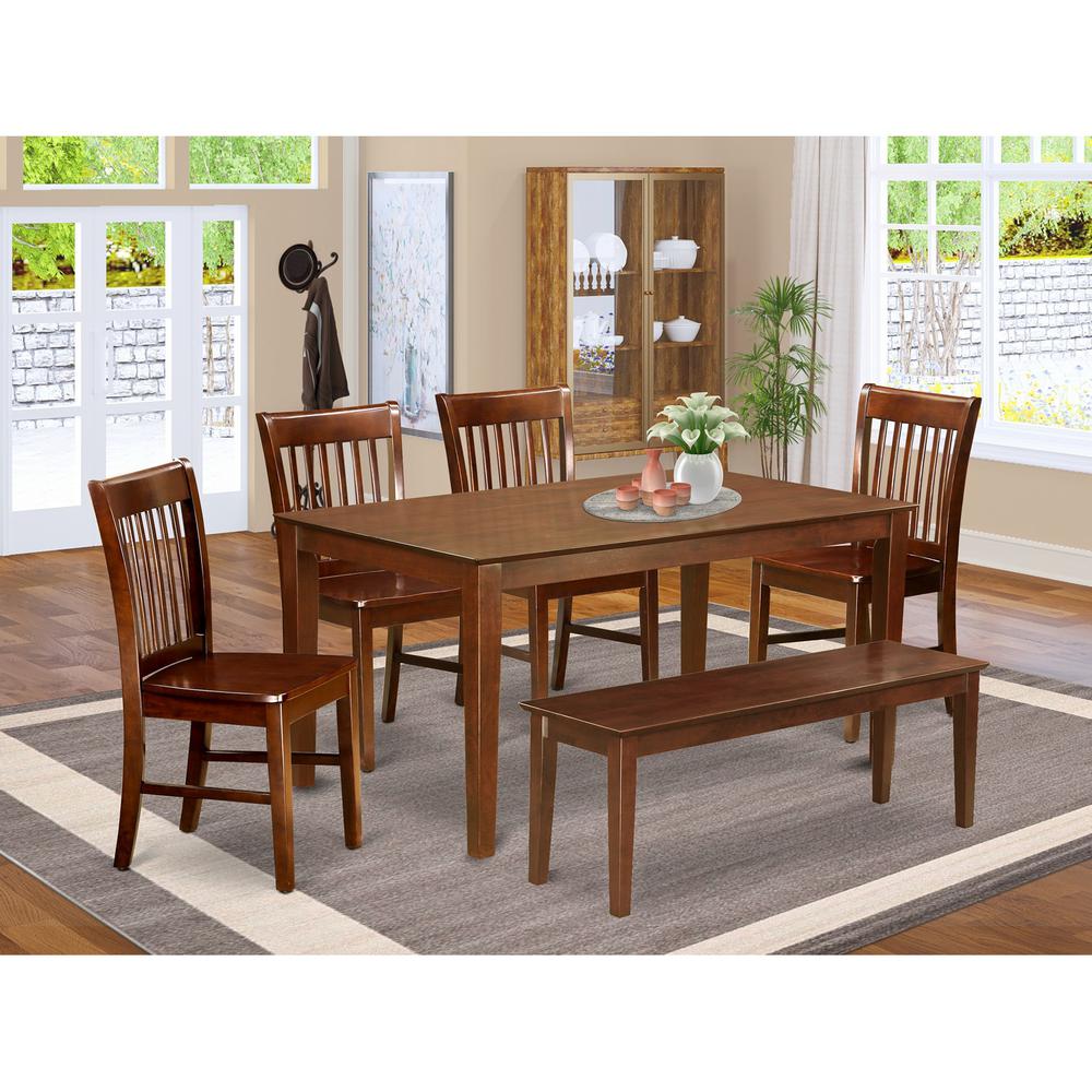 6  PC  Dining  set  with  bench-Dinette  Table  and  4  Kitchen  Dining  Chairs  and  Bench. Picture 1