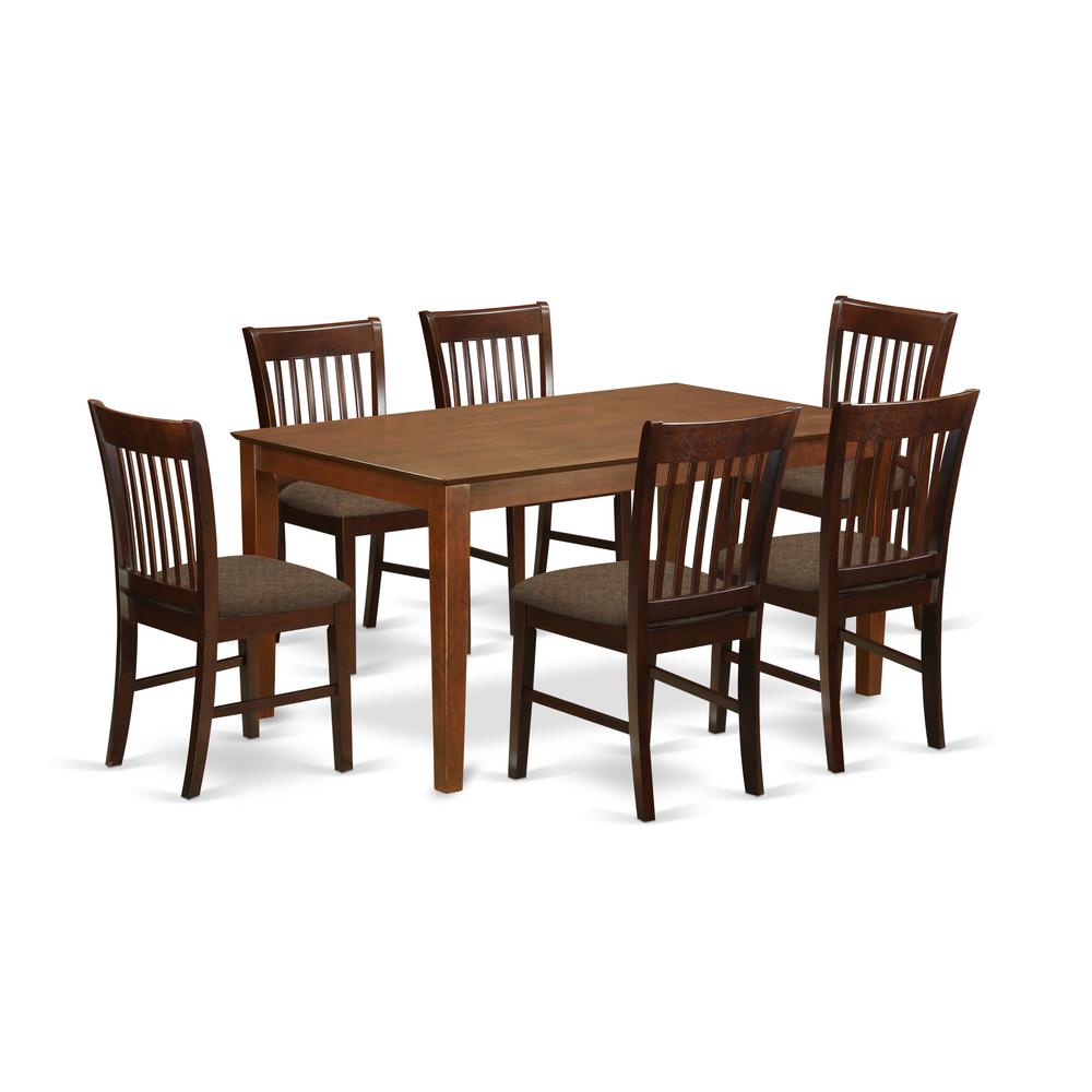 CANO7-MAH-C 7 PC Dining room set-Dining Table and 6 Dining Chairs. Picture 1