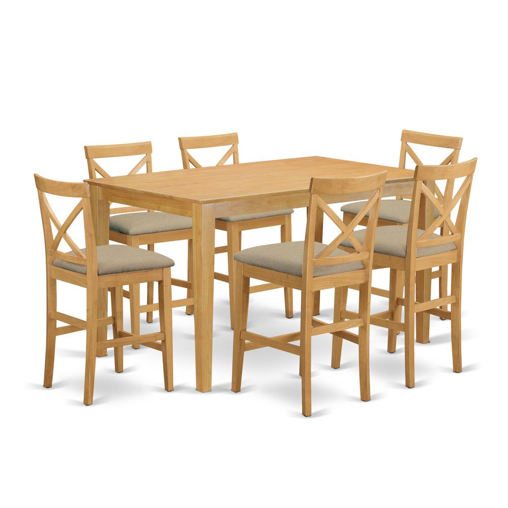 CAPB7H-OAK-C 7 Pc counter height Dining room set-pub Table and 6 bar stools with backs. Picture 1
