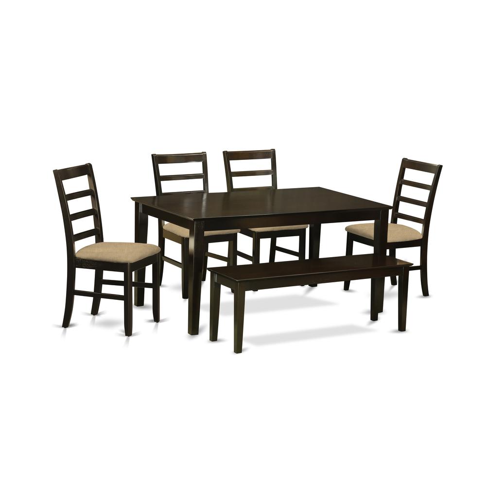 6  PC  Kitchen  Table  with  bench  set-Dinette  Table  and  4  Kitchen  Chairs  and  Bench. Picture 1