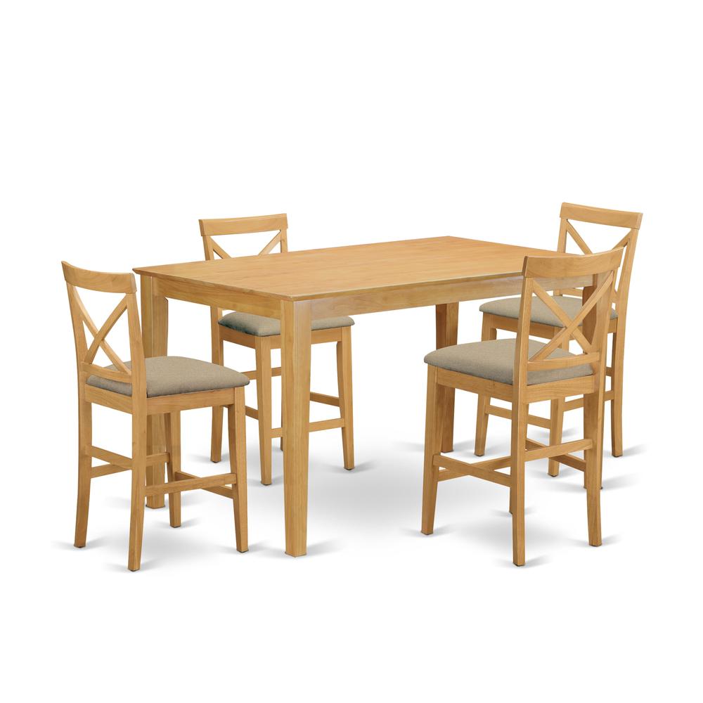 East West Furniture CAPU5H-OAK-C Dining Set, 36x60 inch Table. Picture 1