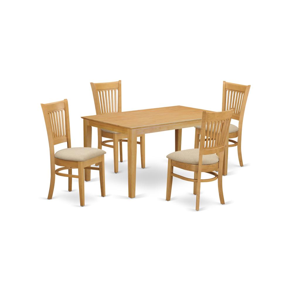 CAVA5-OAK-C 5 PcSmall Kitchen Table set - Kitchen Table and 4 Dining Chairs. Picture 1