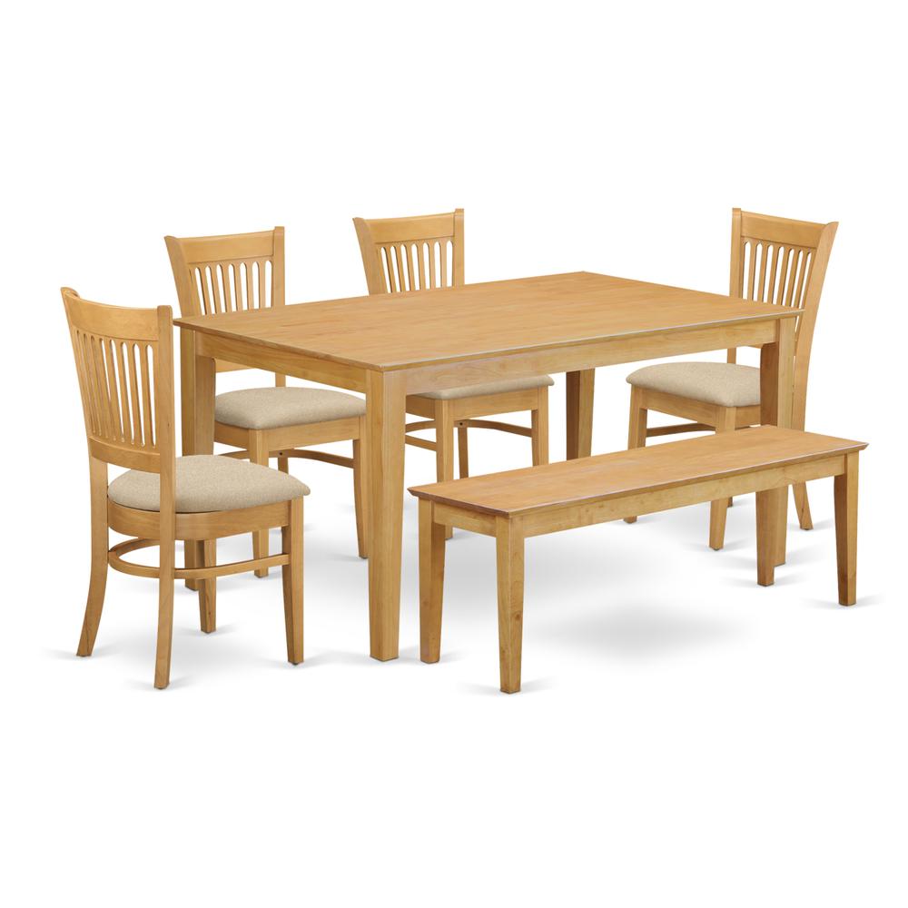 6  Pc  Table  set  -  Kitchen  Table  and  4  Dining  Chairs  combined  with  Wooden  bench. Picture 1
