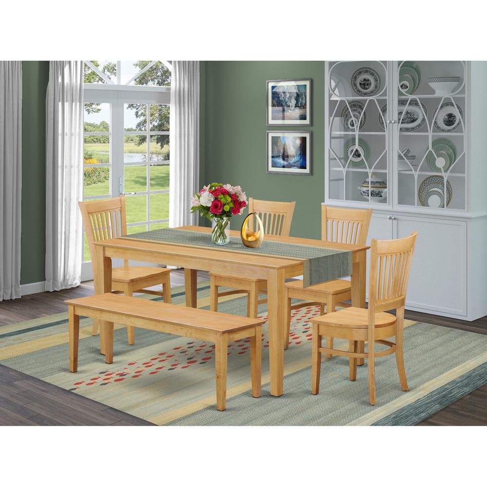6-Pc  Table  set  -  Dining  Table  and  4  dinette  Chairs  combined  with  Wooden  bench. Picture 1