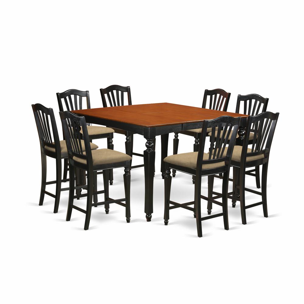 Chel9 Blk C 9 Pc Counter Height Set, Counter Height Dining Set With 8 Chairs