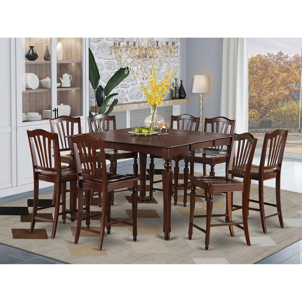9  PC  Counter  height  Table  set-Square  gathering  Tablealong  with  8  Kitchen  counter  Chairs. Picture 1