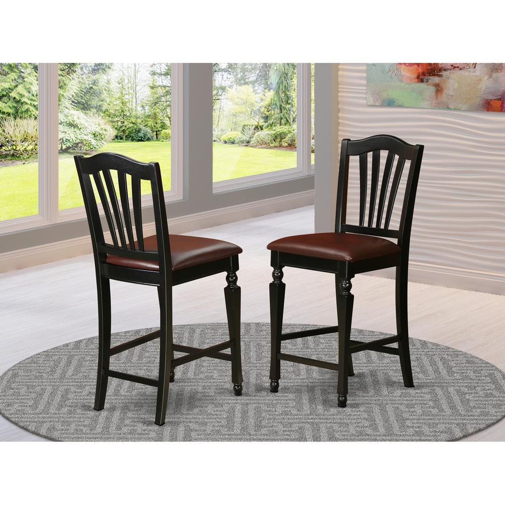 Chelsea  Stools  with  FAUX  LEATHER  upholstered  seat,  24"  seat  height,  Set  of  2. Picture 1