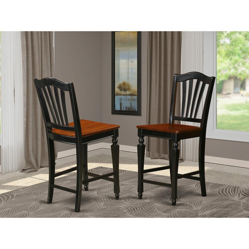 Chelsea  Stools  with  wood  seat,  24"  seat  height  -  Black  Finish,  Set  of  2. The main picture.