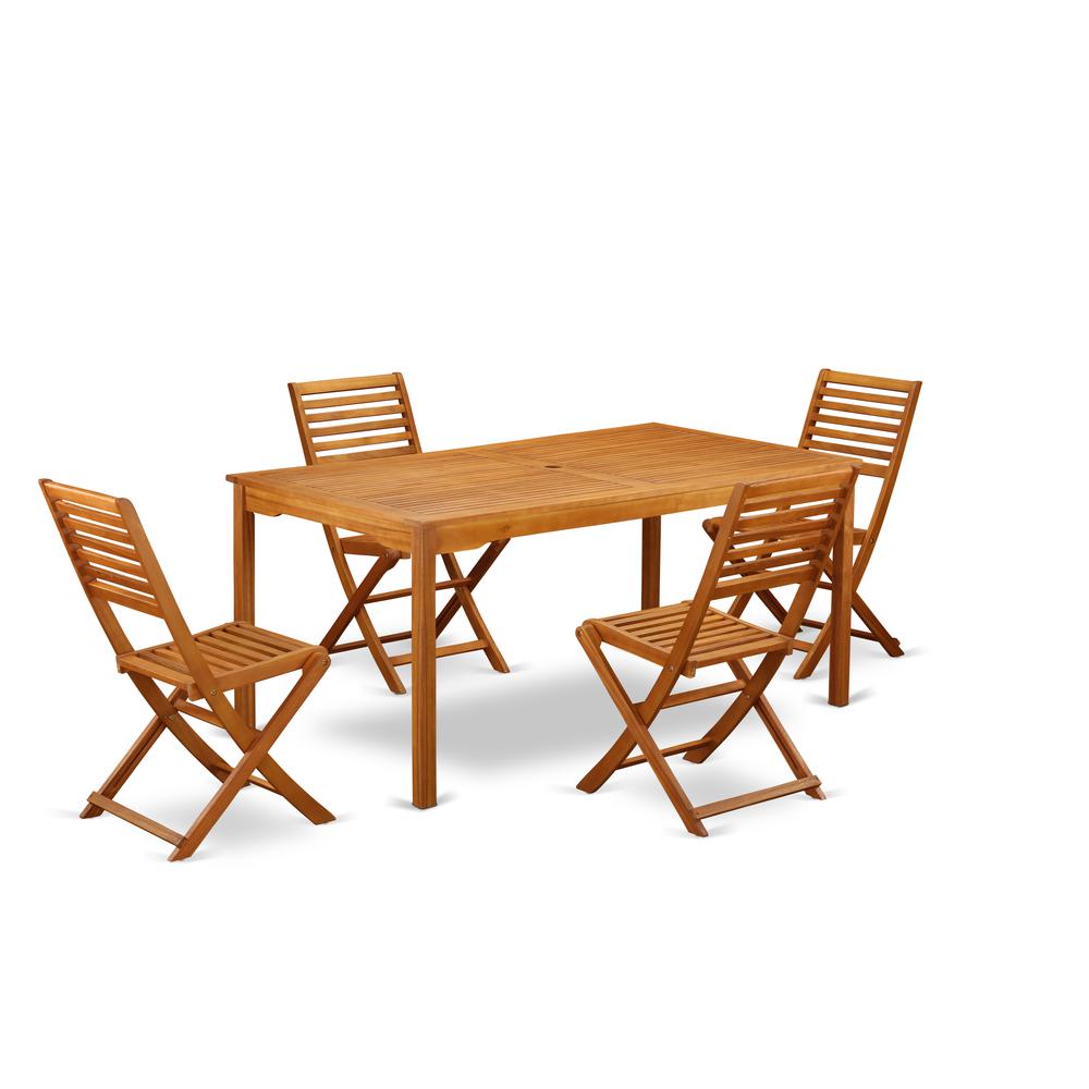 Wooden Patio Set Natural Oil, CMBS5CWNA. Picture 1