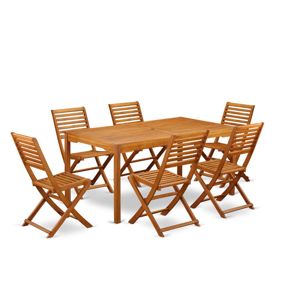 Wooden Patio Set Natural Oil, CMBS7CWNA. Picture 1