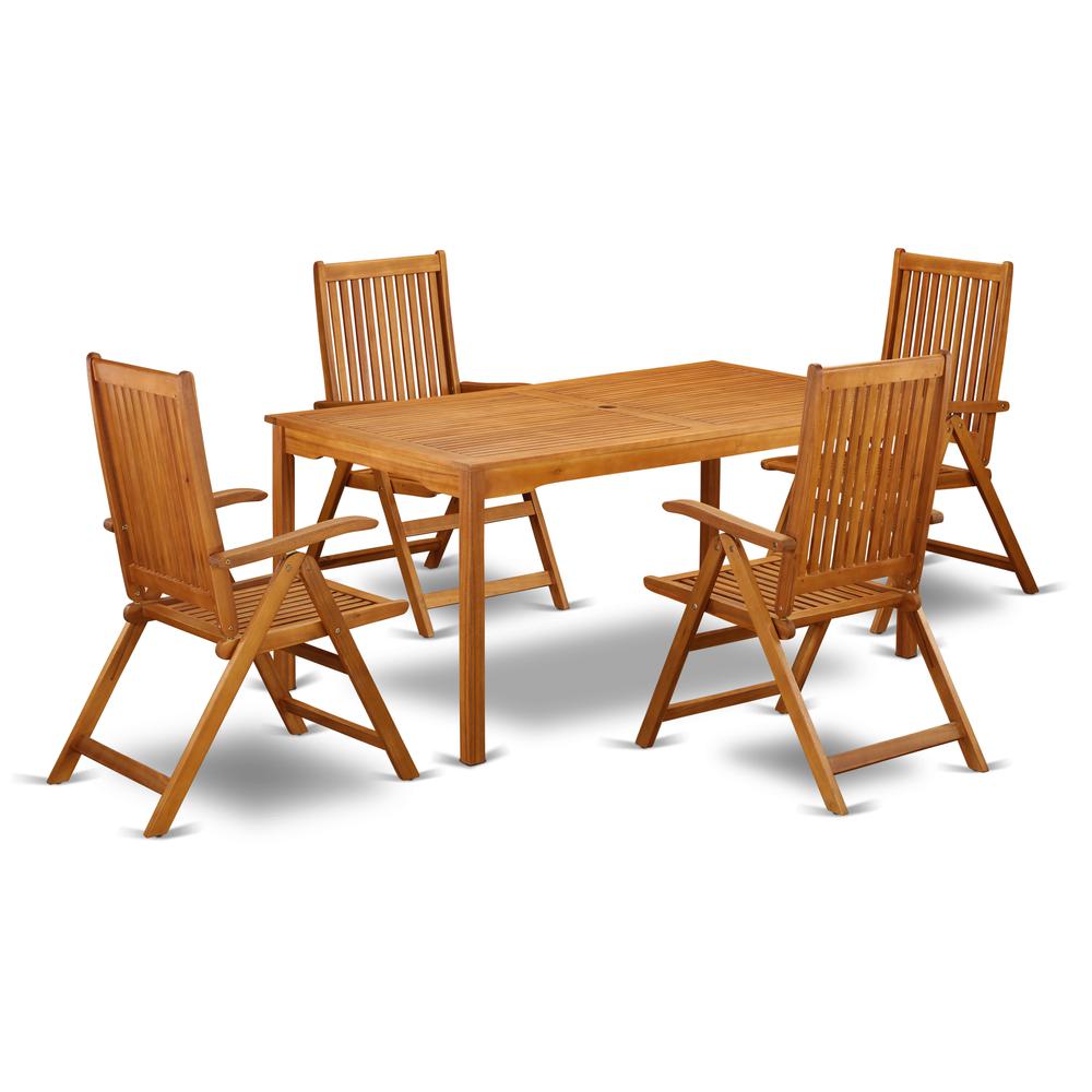 Wooden Patio Set Natural Oil, CMCN5NC5N. Picture 1
