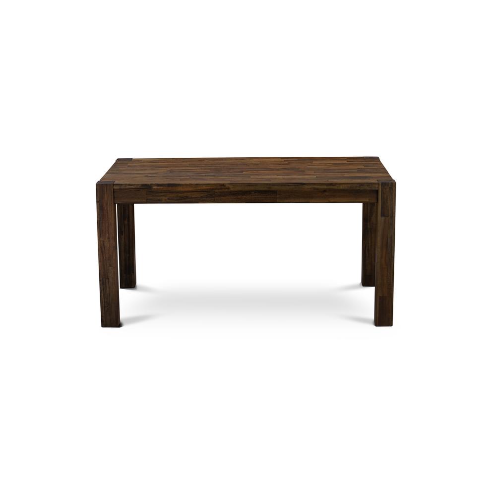 East West Furniture CN6-07-T  Beautiful Rectangular Table with Distressed Jacobean Color Table Top Surface and Asian Wood Dinette Table Wooden Legs - Distressed Jacobean Finish. Picture 1