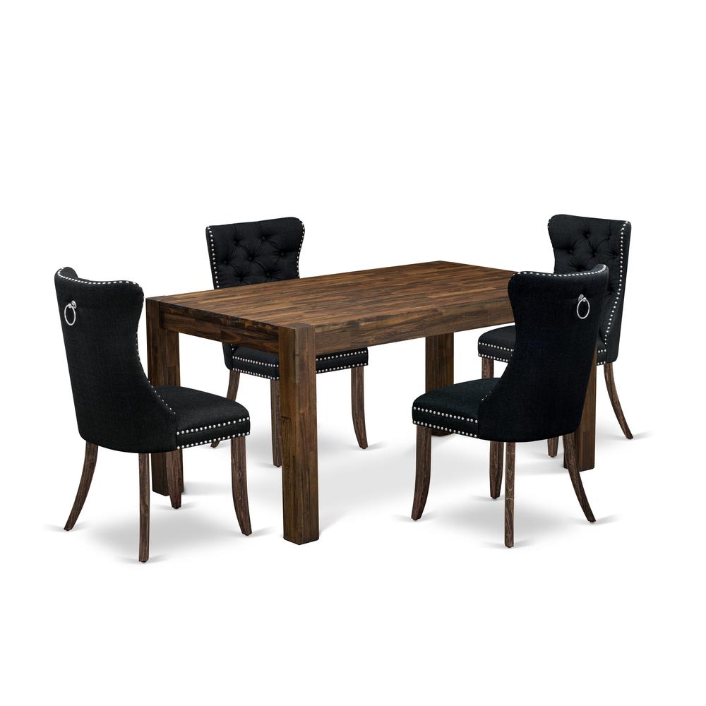 5 Piece Kitchen Set Consists of a Rectangle Rustic Wood Dining Table. Picture 6