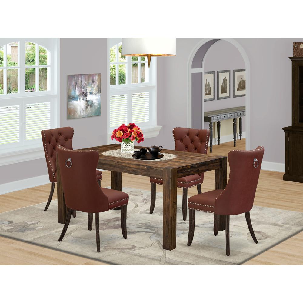 East West Furniture Celina Rectangular Wood Dining Table in Jacobean Brown