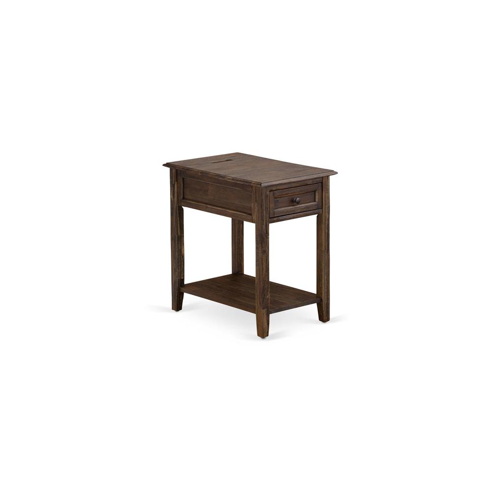 East West Furniture DE-07-ET Mid Century Night Stand with 1 Wood Drawer, Stable and Sturdy Constructed - Distressed Jacobean Finish. Picture 3