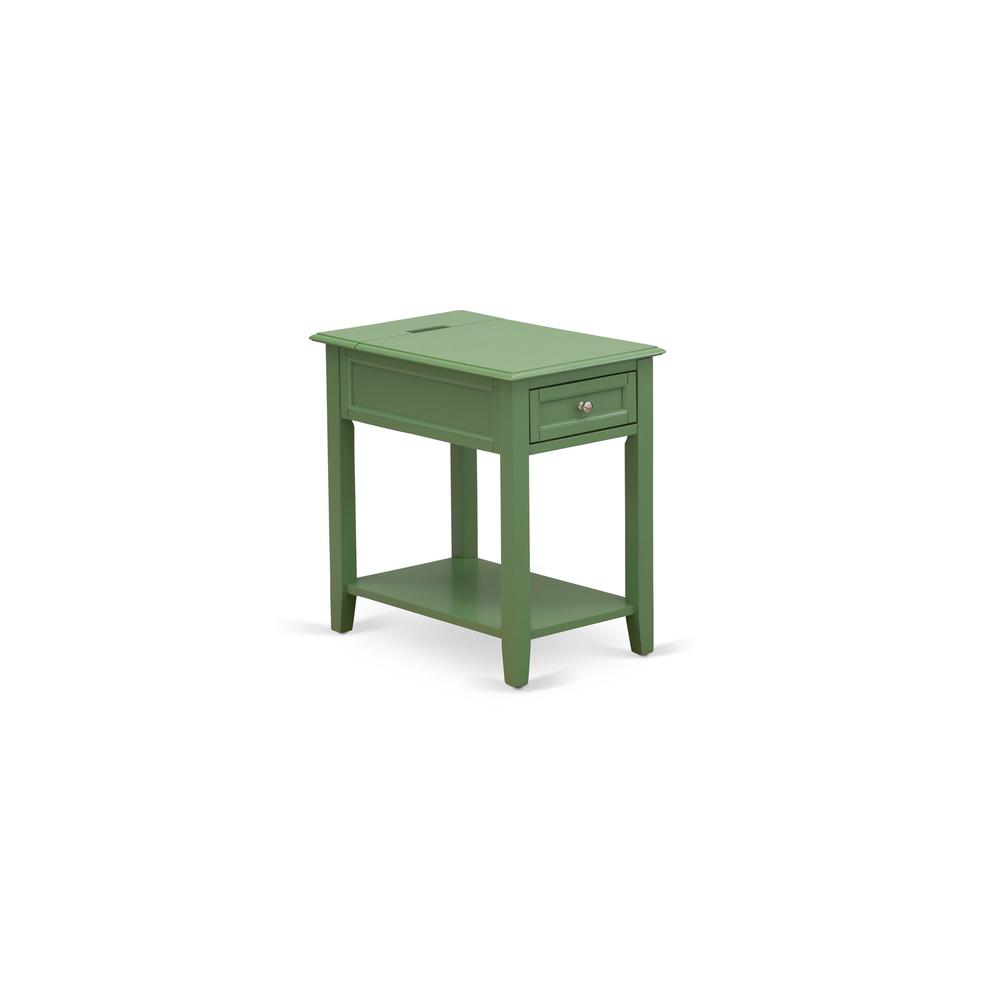 East West Furniture DE-12-ET Bedroom Nightstand with 1 Wooden Drawer for Bedroom, Stable and Sturdy Constructed - Clover Green Finish. Picture 3