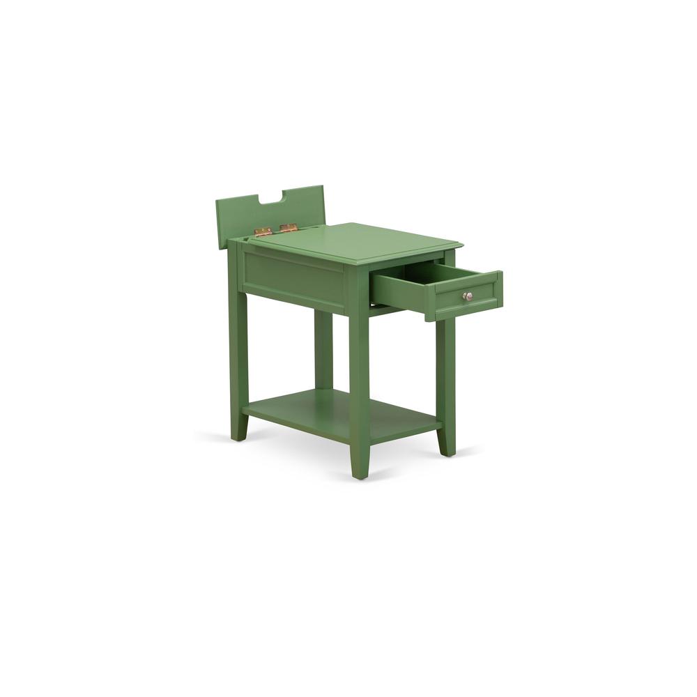 East West Furniture DE-12-ET Bedroom Nightstand with 1 Wooden Drawer for Bedroom, Stable and Sturdy Constructed - Clover Green Finish. Picture 4