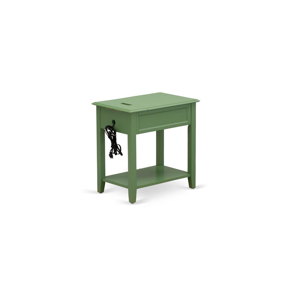 East West Furniture DE-12-ET Bedroom Nightstand with 1 Wooden Drawer for Bedroom, Stable and Sturdy Constructed - Clover Green Finish. Picture 5