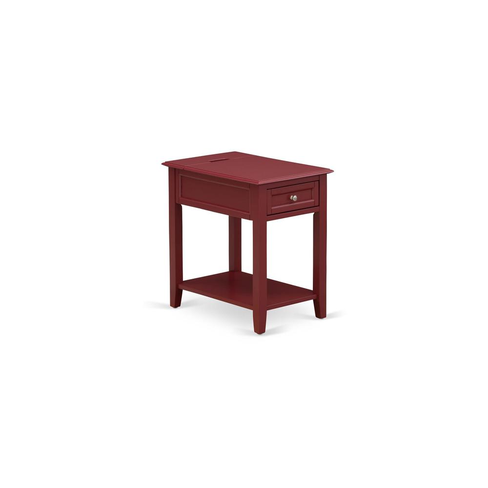 East West Furniture DE-13-ET Mid Century Night Stand with 1 Mid Century Modern Drawer, Stable and Sturdy Constructed - Burgundy Finish. Picture 3