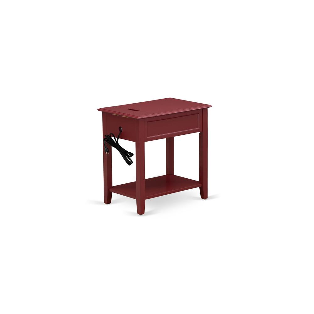East West Furniture DE-13-ET Mid Century Night Stand with 1 Mid Century Modern Drawer, Stable and Sturdy Constructed - Burgundy Finish. Picture 5