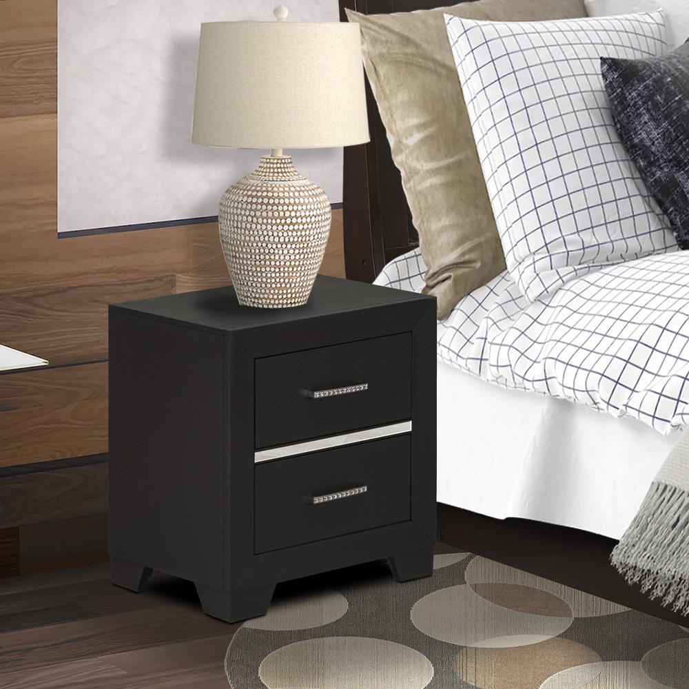 East West Furniture 1-Piece Denali Small Nightstand with 2 Drawers for any Bedroom - Brushed Gray Finish. Picture 1