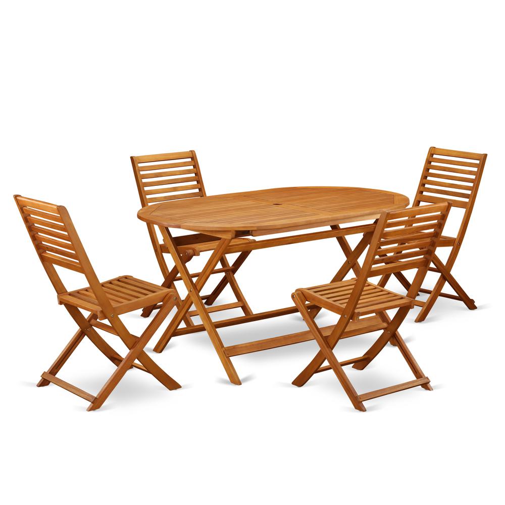 Wooden Patio Set Natural Oil, DIBS5CWNA. Picture 1
