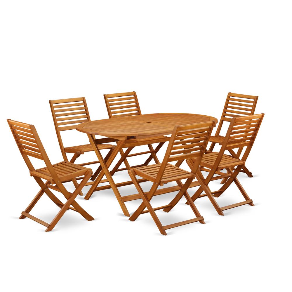 Wooden Patio Set Natural Oil, DIBS7CWNA. Picture 1