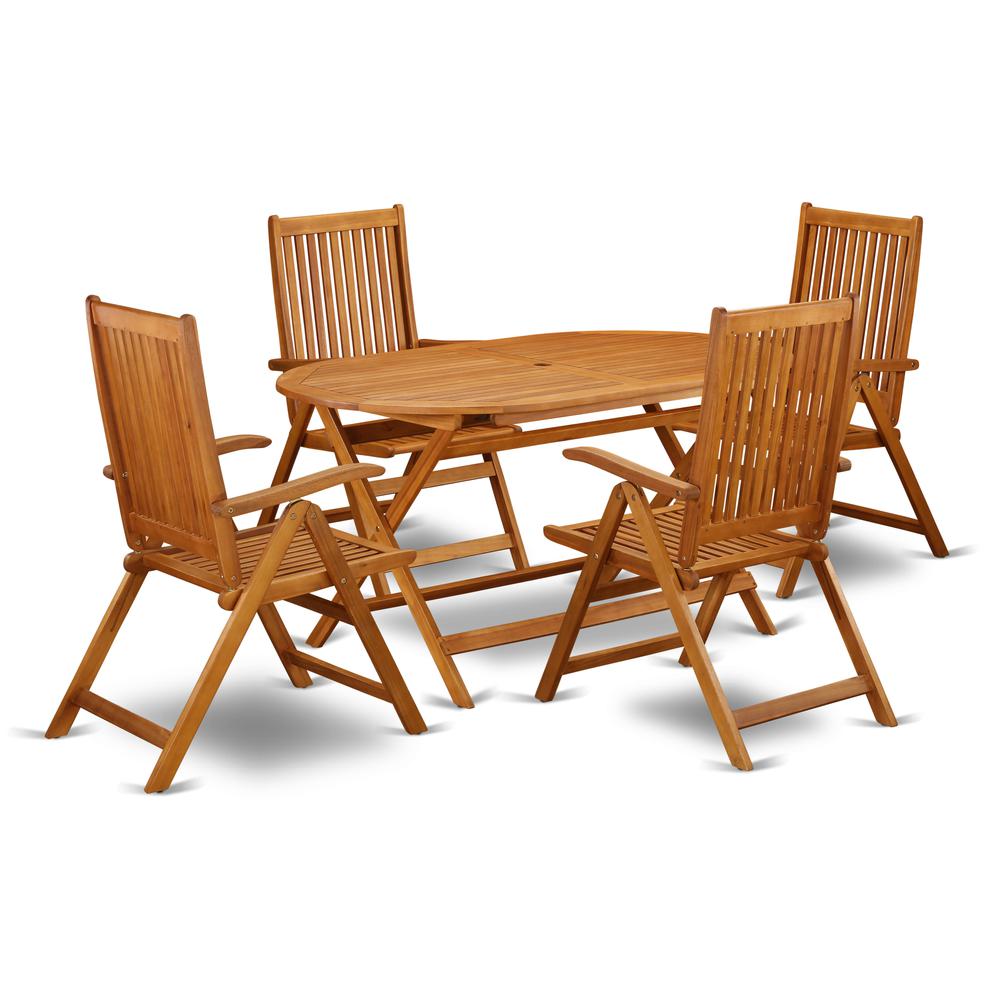 Wooden Patio Set Natural Oil, DICN5NC5N. Picture 1