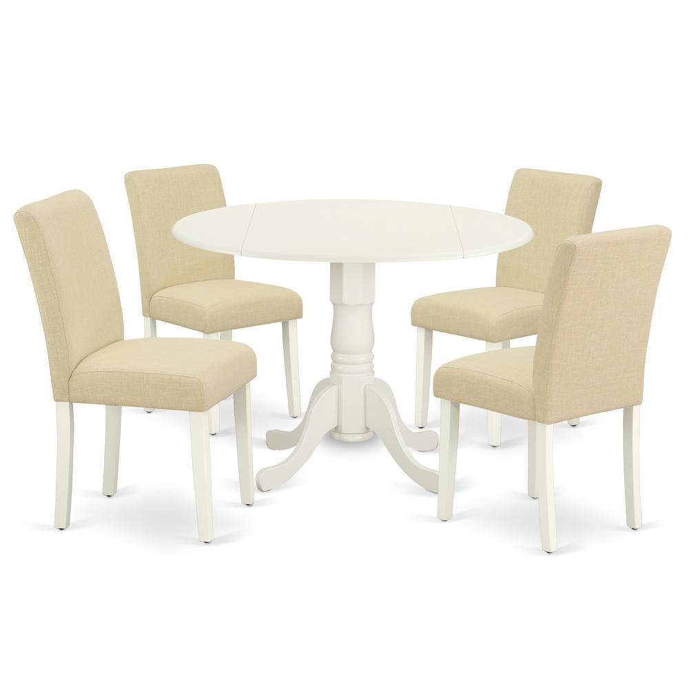 Dining Room Set Linen White, DLAB5-LWH-02. Picture 1