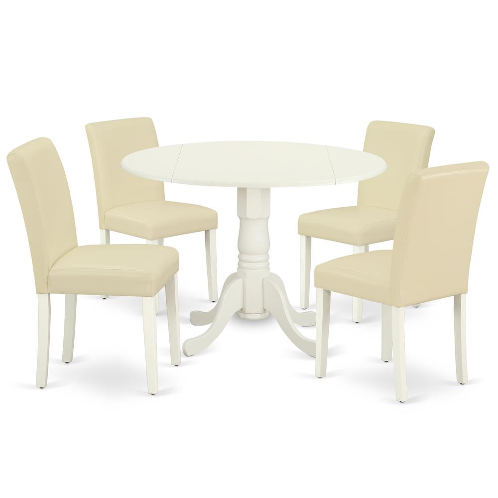 Dining Room Set Linen White, DLAB5-LWH-64. Picture 1