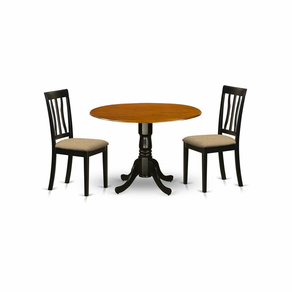 DLAN3-BCH-C Dining set - 3 Pcs with 2 Wood Chairs. Picture 1