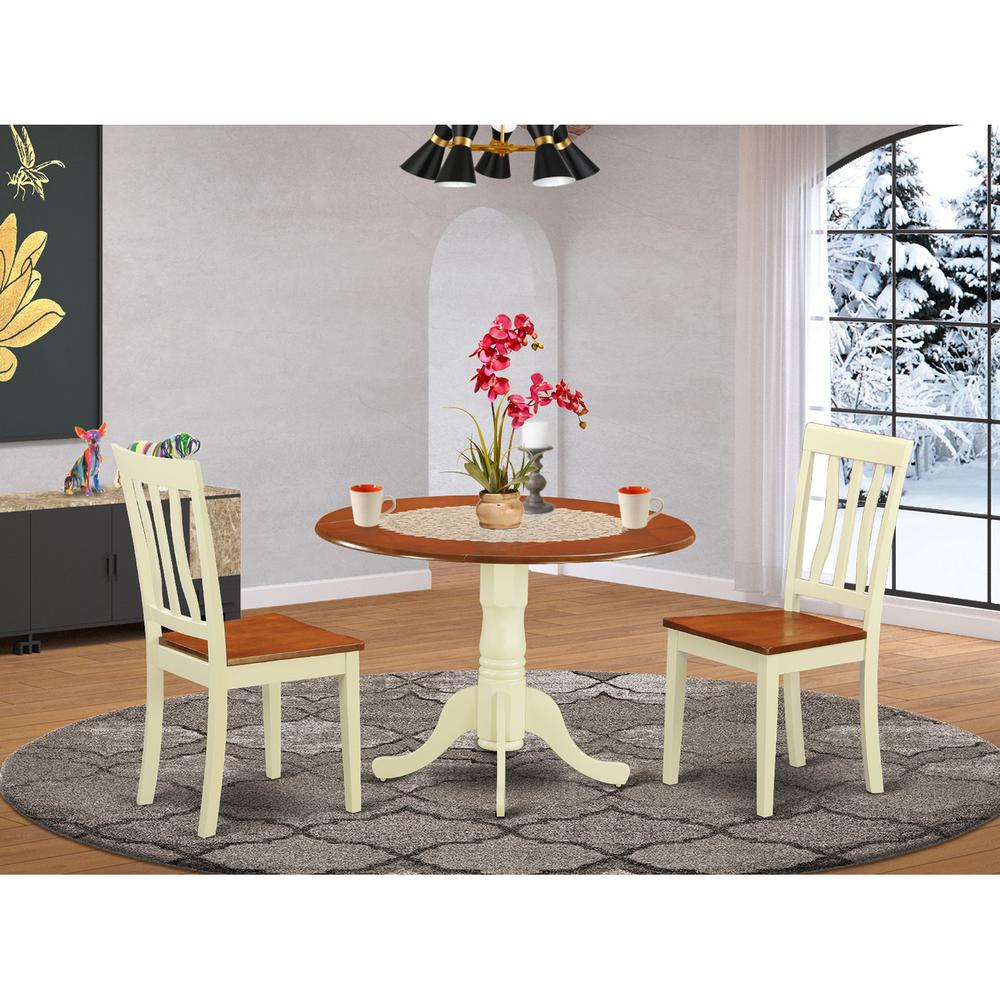 Dining  set  -  3  Pcs  with  2  Wood  Chairs  in  Buttermilk. Picture 1