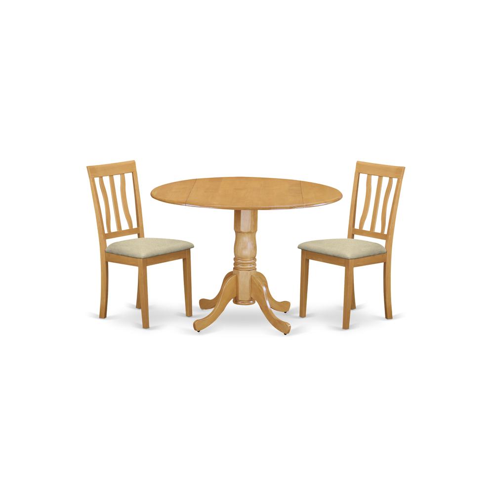 DLAN3-OAK-C 3 PcTable and chair set - Kitchen dinette Table and 2 Kitchen Chairs. Picture 1