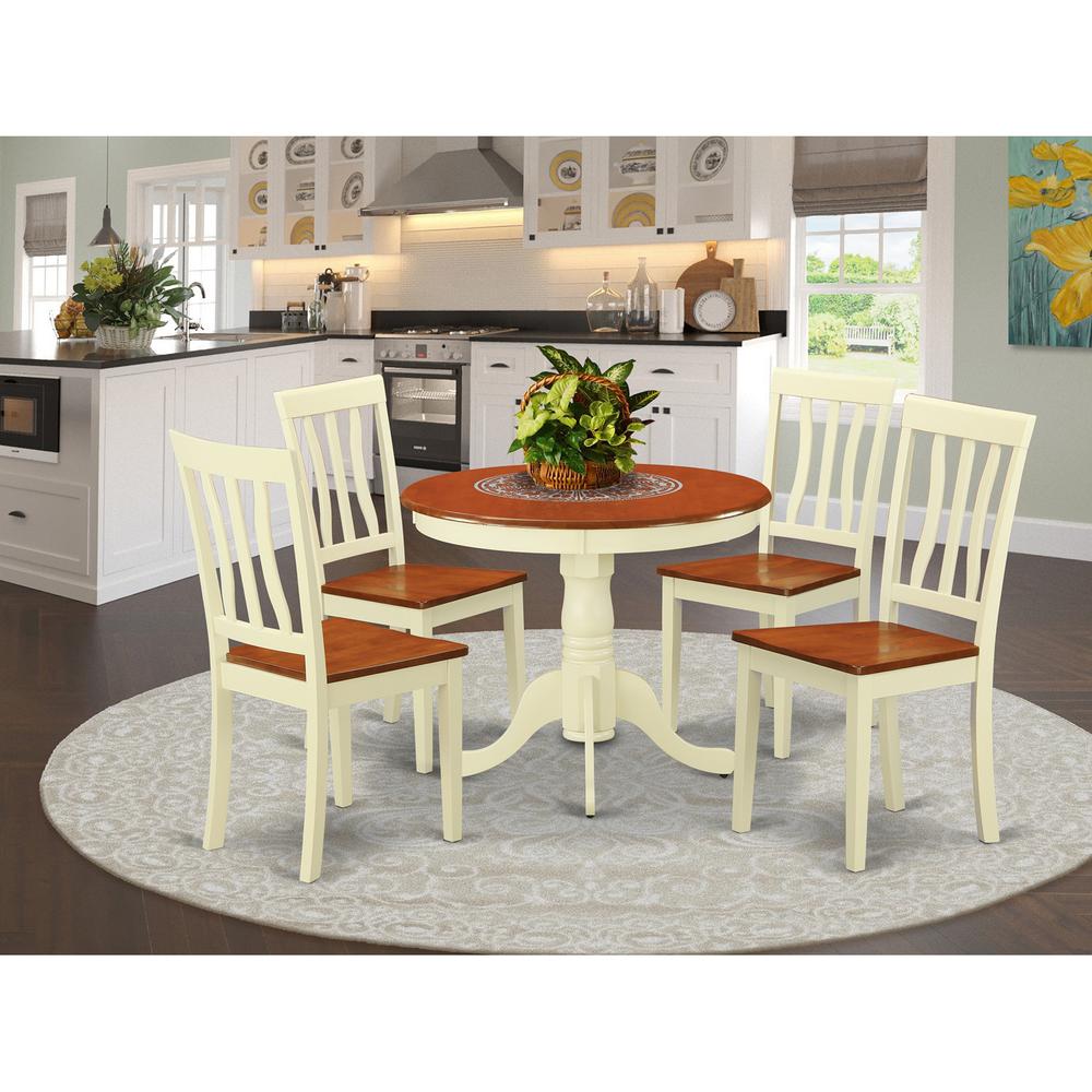 Dining  set  -  5  Pcs  with  4  Wood  Chairs  in  Buttermilk. Picture 1