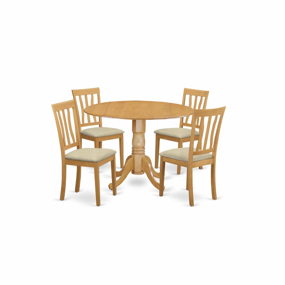 DLAN5-OAK-C 5 PC Dinette Table set - Dining Table and 4 Dining Chairs. Picture 1