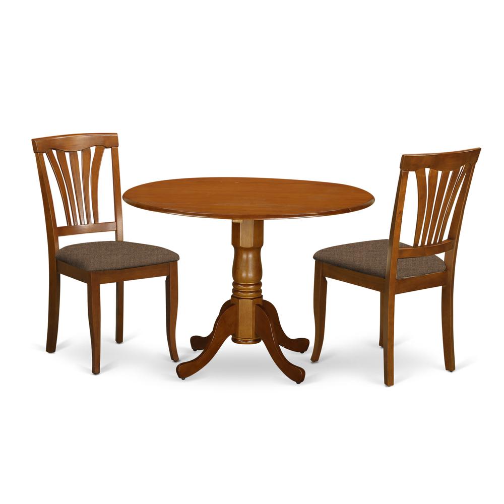 DLAV3-SBR-C 3 PC Kitchen nook Dining set-round Kitchen Table and 2 dinette Chairs. Picture 1