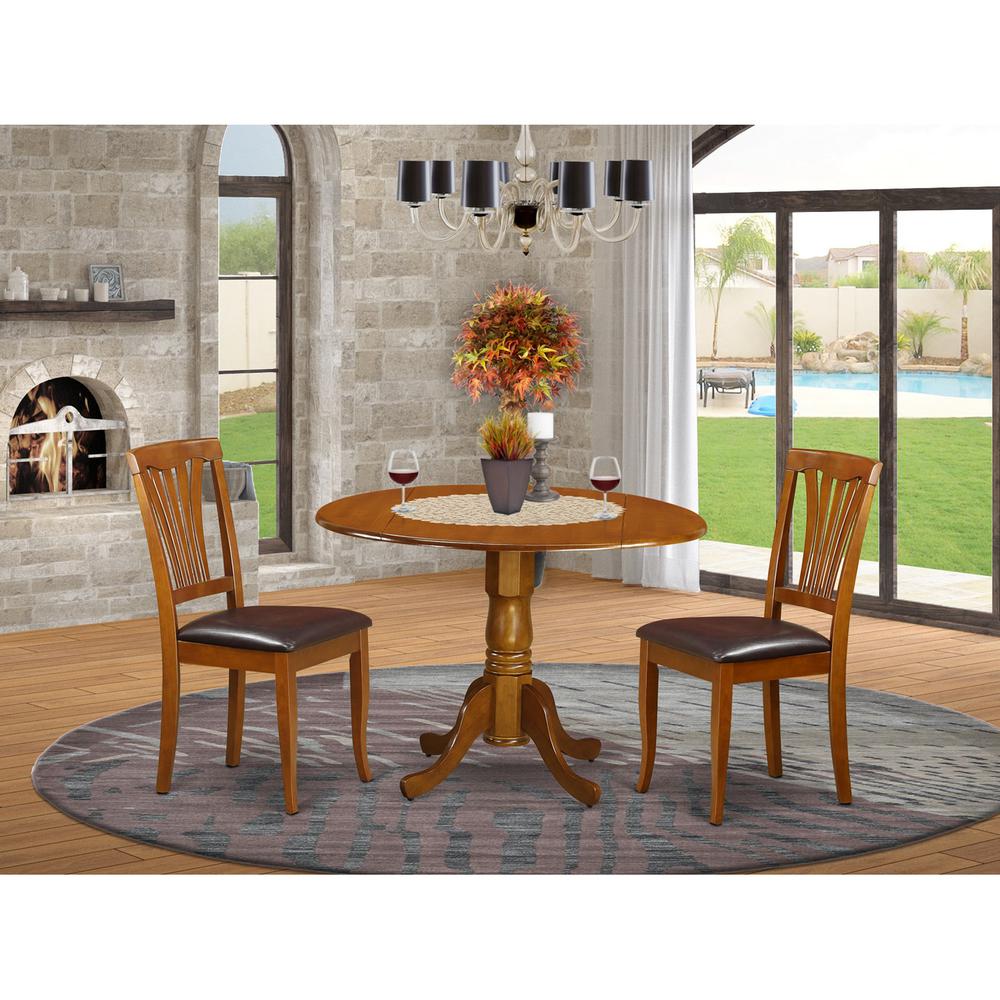 3  PC  Kitchen  Table  set-Dining  Table  and  2  Leather  Kitchen  Chairs. Picture 1