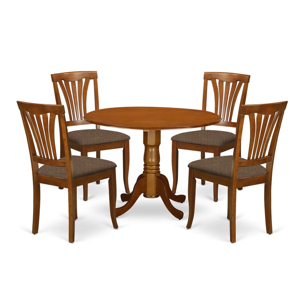 DLAV5-SBR-C 5 Pc small Kitchen Table set-round Table and 4 Kitchen Dining Chairs. Picture 1
