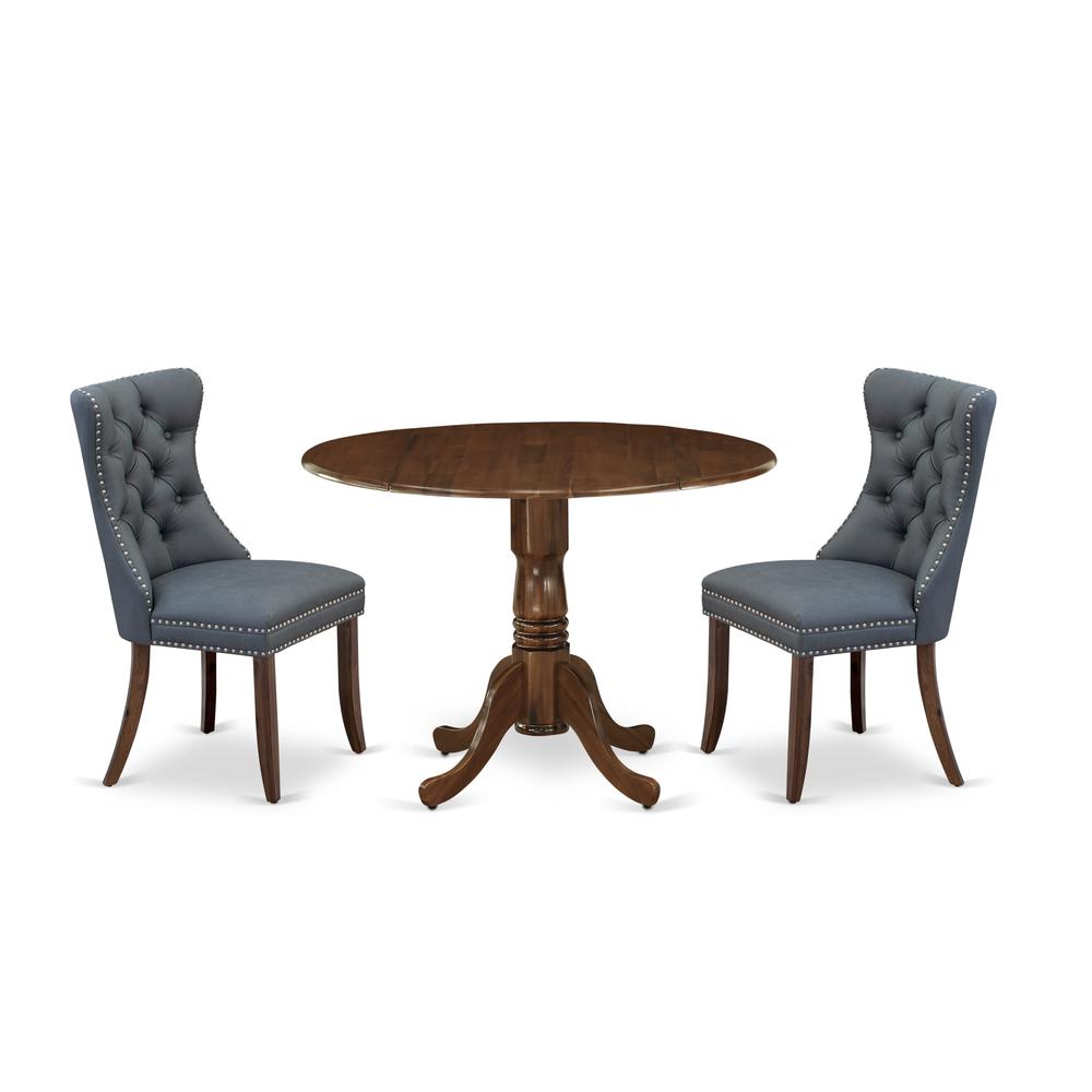 3 Piece Dining Set Consists of a Round Kitchen Table with Dropleaf. Picture 6