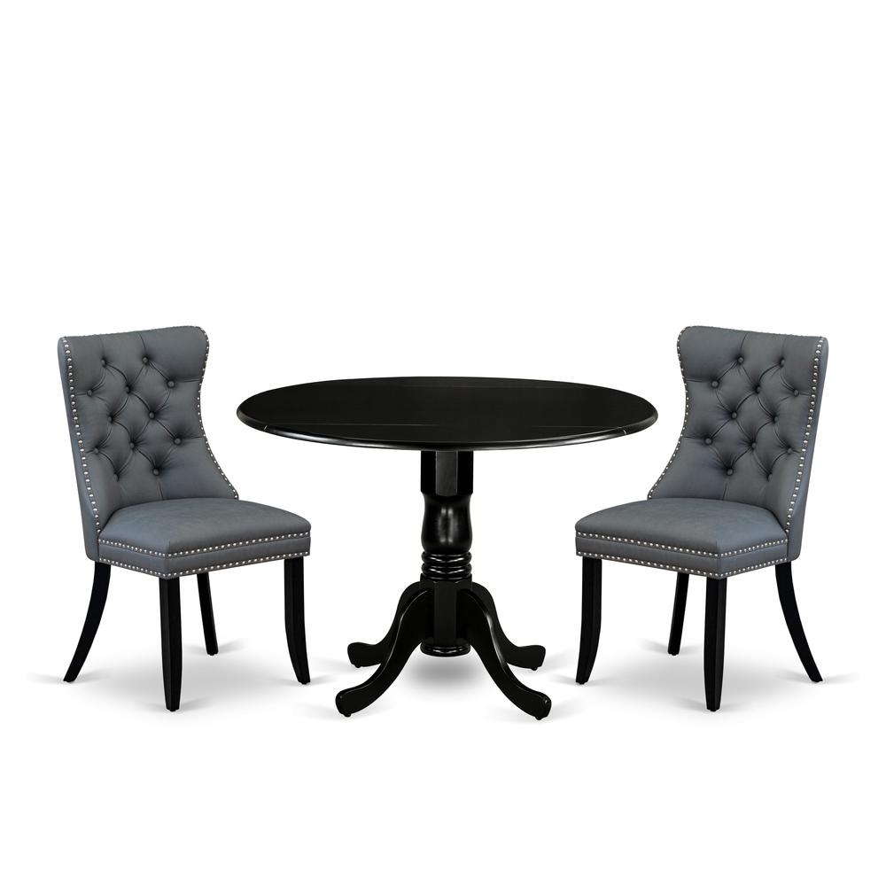 3 Piece Dining Table Set Consists of a Round Kitchen Table with Dropleaf. Picture 6