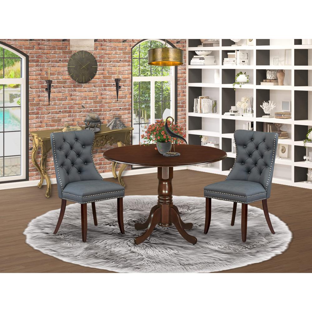 3 Piece Dining Table Set Consists of a Round Kitchen Table with Dropleaf. Picture 1