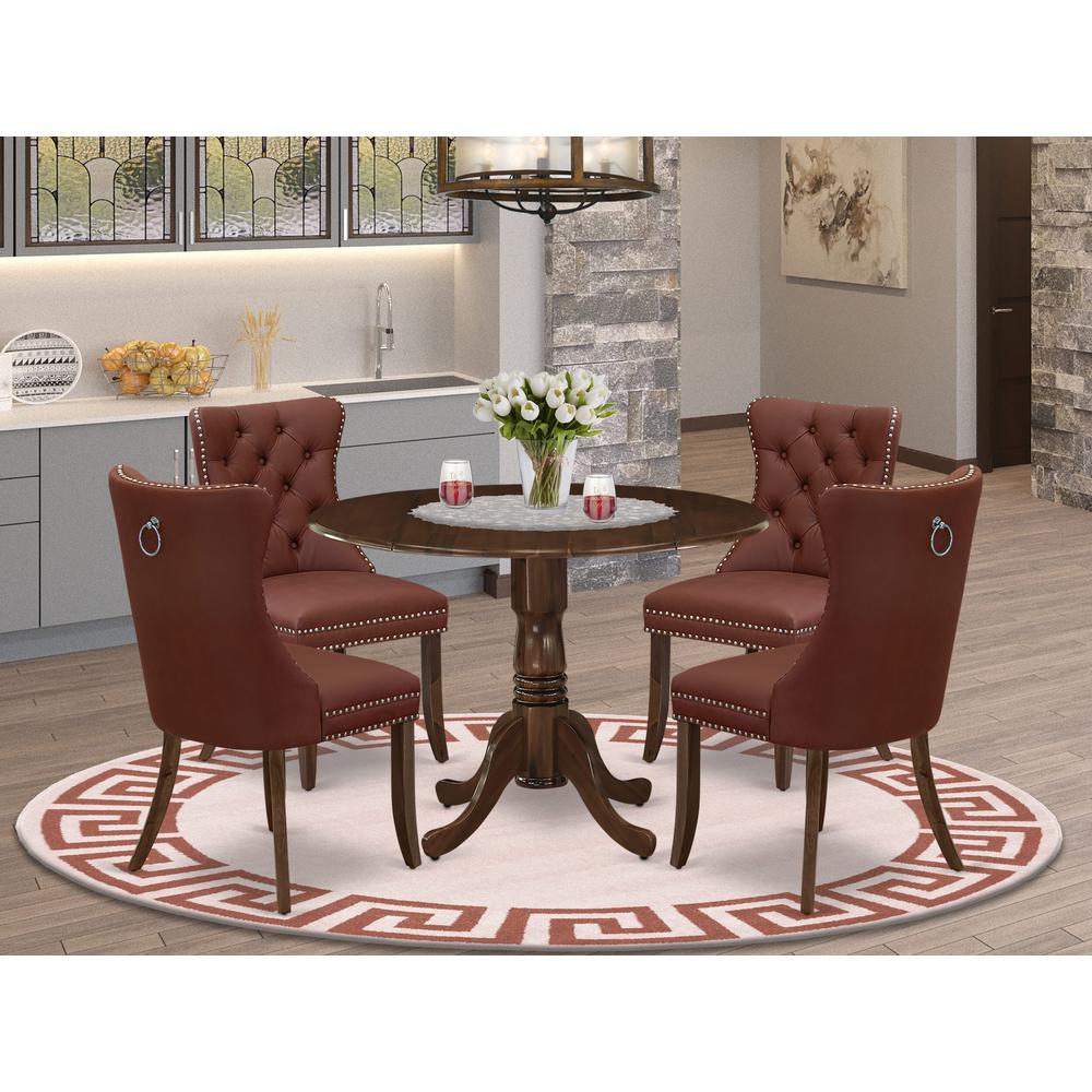 5 Piece Dinette Set Consists of a Round Kitchen Table with Dropleaf. Picture 1