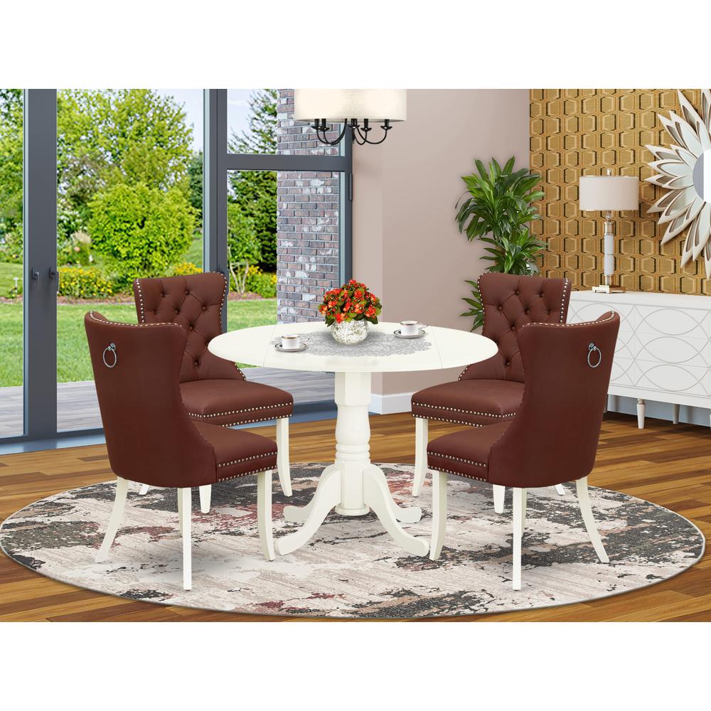 5 Piece Dinette Set for Small Spaces Contains a Round Dining Table. Picture 1