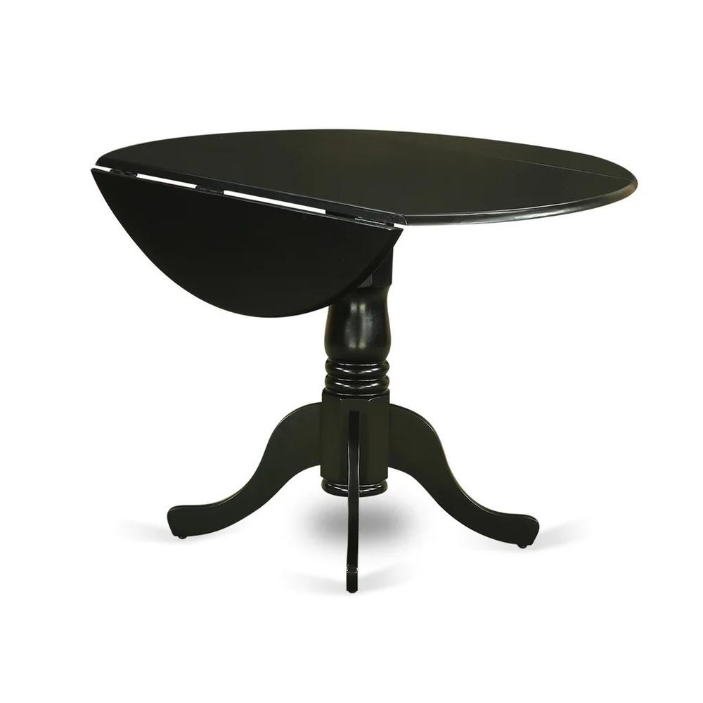 DLDL5-BLK-W - 5-Pc Dining Room Set - 4 dining room chairs and 1 Drops Leaf Kitchen Table - Black Finish. Picture 3