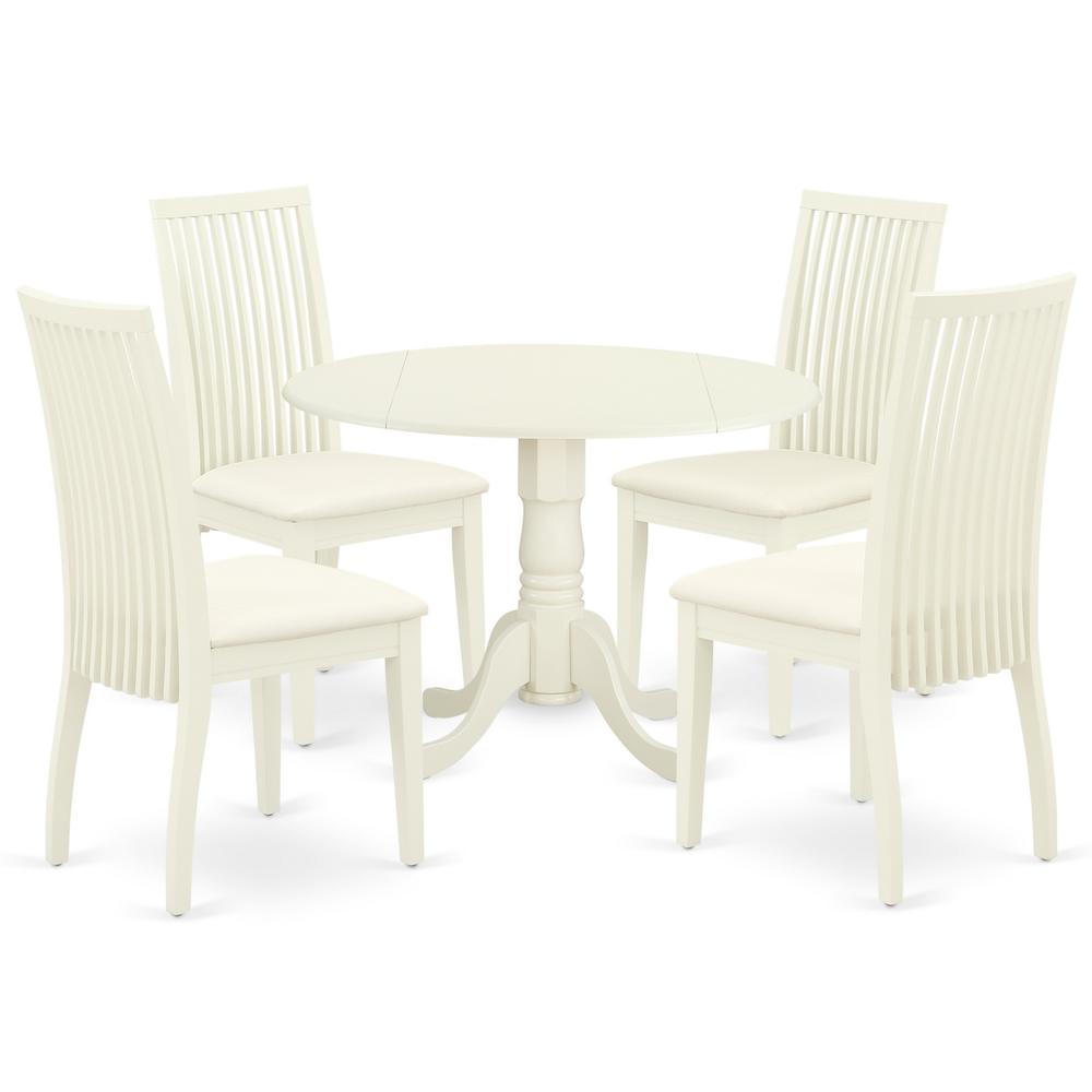 Dining Room Set Linen White, DLIP5-WHI-C. Picture 1